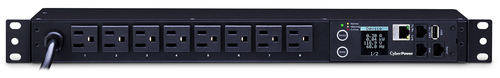 CyberPower PDU31001, Managed, Metered, Monitored, 1U, Single-phase, Horizontal/Vertical, Steel, Black