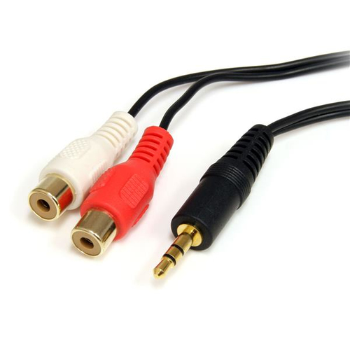 StarTech.com 6ft 3.5mm - 2x RCA, 3.5mm, Male, 2 x RCA, Female, 1,8 m, Black