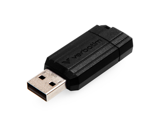Verbatim PinStripe, 16 GB, USB Type-A, 2.0, 8 MB/s, Slide, Black